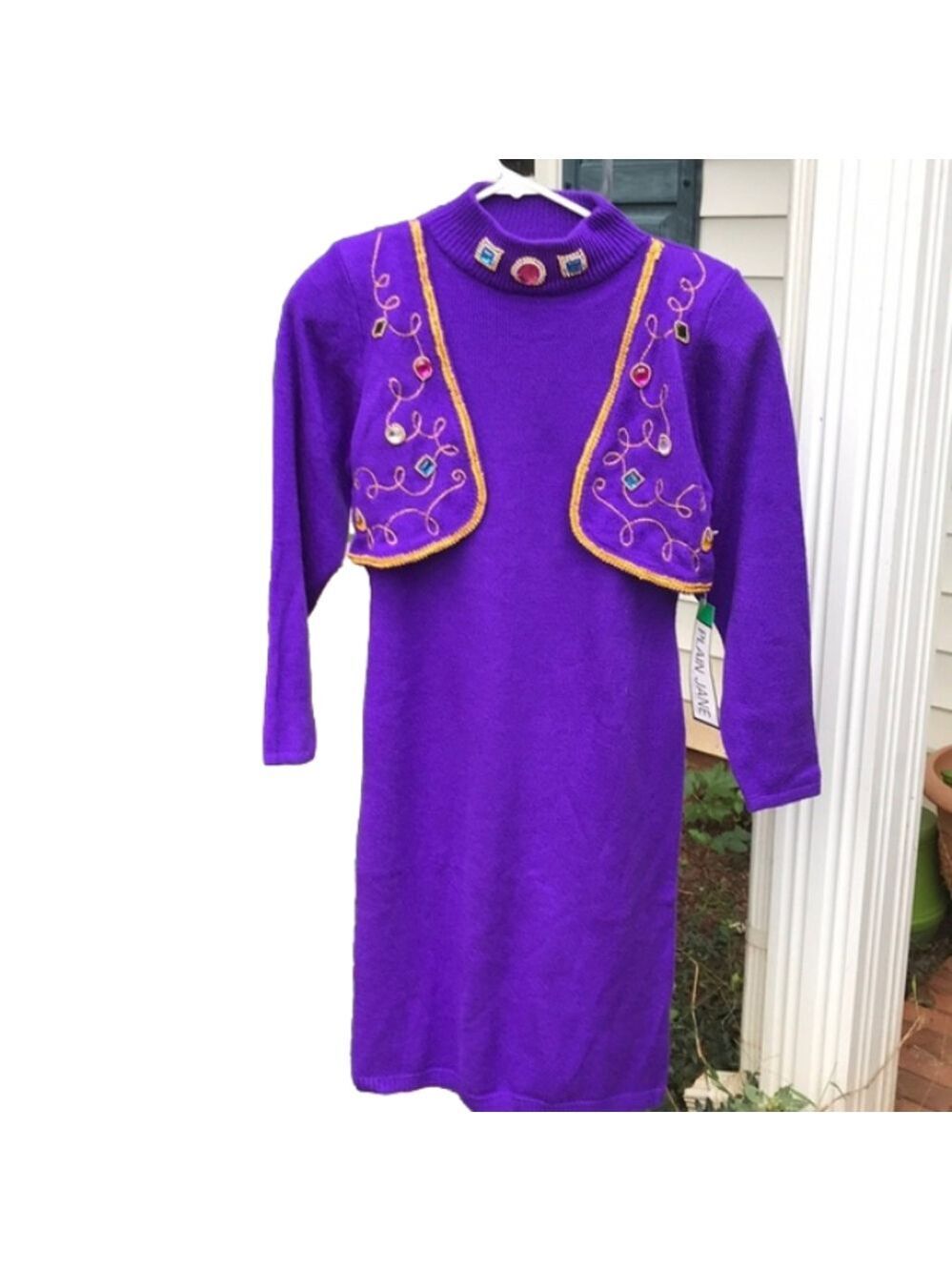 NWT vintage bejeweled mock neck sweater dress.